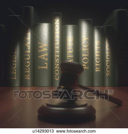 Stock Image - Judge's gavel and books.. Fotosearch