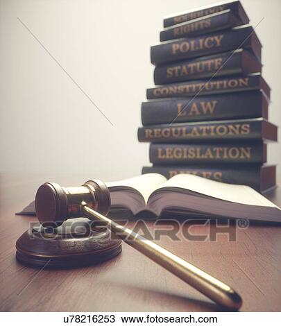 Stock Image - Judge's gavel and books.. Fotosearch