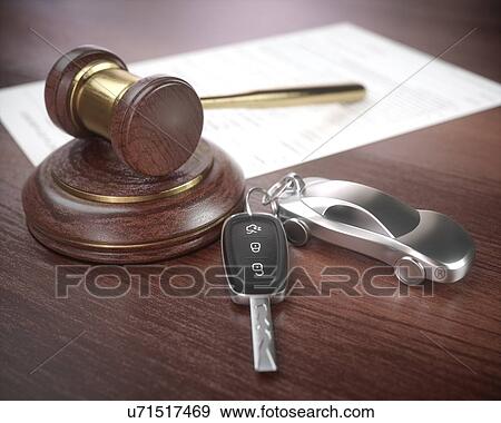 Stock Photo - Judge's gavel and car keys.. Fotosearch