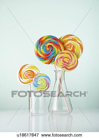 Laboratory glassware with lollipops. View Large Photo Image Stock Photo - Laboratory glassware with lollipops.. Fotosearch