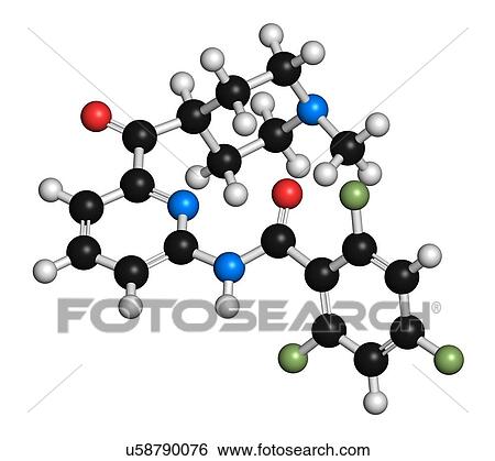 Lasmiditan migraine drug molecule. 3D rendering. Atoms are represented as spheres with conventional colour-coding: hydrogen (white), carbon (black), nitrogen (blue), oxygen (red), fluorine (light green). View Large Photo Image Stock Photograph - Lasmiditan migraine drug molecule. 3D rendering. Atoms are represented as spheres with conventional colour-coding: hydrogen (white), carbon (black), nitrogen (blue), oxygen (red), fluorine (light green).. Fotosearch