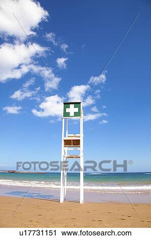 Lifeguard tower on beach. View Large Photo Image Stock Image - Lifeguard tower on beach.. Fotosearch