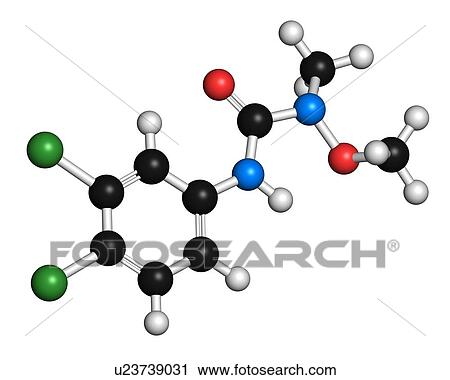 Linuron herbicide molecule. 3D rendering. Atoms are represented as spheres with conventional colour-coding: hydrogen (white), carbon (black), oxygen (red), nitrogen (blue), chlorine (green). View Large Photo Image Stock Image - Linuron herbicide molecule. 3D rendering. Atoms are represented as spheres with conventional colour-coding: hydrogen (white), carbon (black), oxygen (red), nitrogen (blue), chlorine (green).. Fotosearch