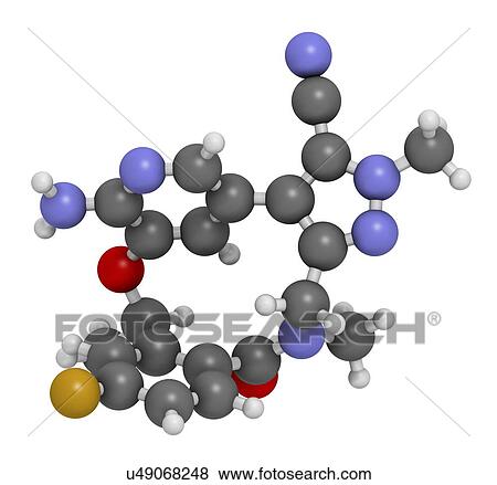 Lorlatinib cancer drug molecule. 3D rendering. Atoms are represented as spheres with conventional colour-coding: hydrogen (white), carbon (grey), nitrogen (blue), oxygen (red), fluorine (gold). View Large Photo Image Stock Photo - Lorlatinib cancer drug molecule. 3D rendering. Atoms are represented as spheres with conventional colour-coding: hydrogen (white), carbon (grey), nitrogen (blue), oxygen (red), fluorine (gold).. Fotosearch