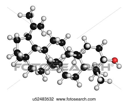 Stock Image - Lupeol molecule. 3D rendering. Atoms are represented as spheres with conventional colour-coding: hydrogen (white), carbon (black), oxygen (red).. Fotosearch