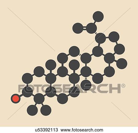 Stock Image - Lupeol molecule. Stylized skeletal formula (chemical structure): Atoms are shown as colour-coded circles: hydrogen (hidden), carbon (grey), oxygen (red).. Fotosearch