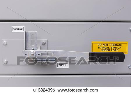 Stock Photography - Manual Switch with lock out positions during installations.. Fotosearch
