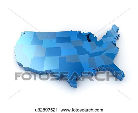 Stock Image - Map of USA, computer illustration.. Fotosearch