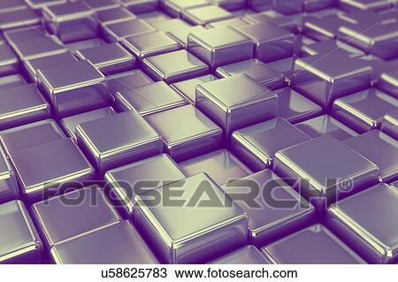Stock Image - Metallic cubes, computer illustration.. Fotosearch