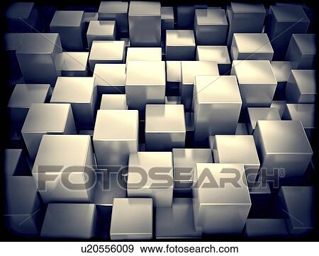 Stock Photo - Metallic cubes, computer illustration.. Fotosearch