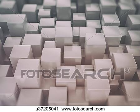 Stock Image - Metallic cubes, illustration.. Fotosearch