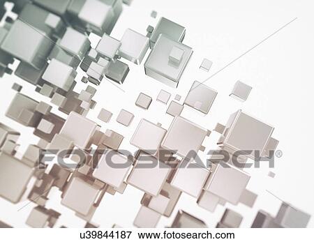 Stock Photo - Metallic cubes, illustration.. Fotosearch