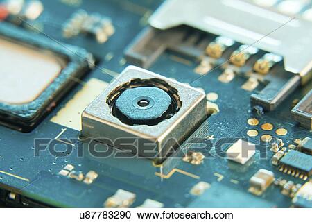 Stock Image - Mobile phone circuit board.. Fotosearch