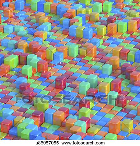 Stock Photography - Multicoloured cubes, illustration.. Fotosearch