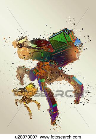 Stock Photo - Multicoloured robot, illustration.. Fotosearch