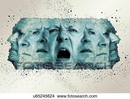 Picture - Multiple faces, illustration.. Fotosearch