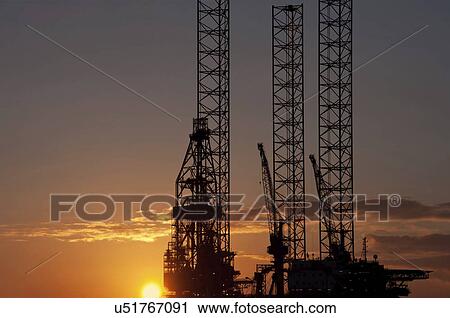 Offshore oil rig at sunset, Esbjerg, Denmark. View Large Photo Image Stock Image - Offshore oil rig at sunset, Esbjerg, Denmark.. Fotosearch