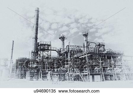 Oil and gas refinery. View Large Photo Image Stock Photography - Oil and gas refinery.. Fotosearch