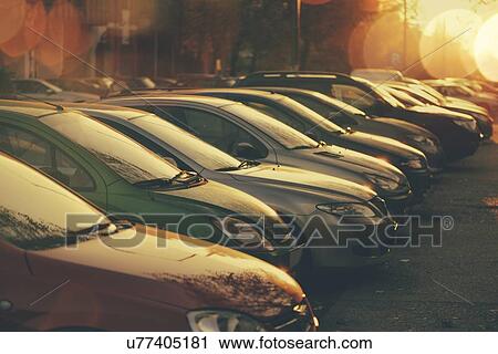 Stock Image - Parked cars.. Fotosearch