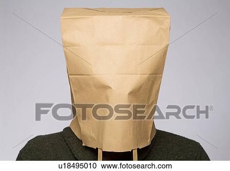 Person with brown paper bag on head. View Large Photo Image Stock Image - Person with brown paper bag on head.. Fotosearch