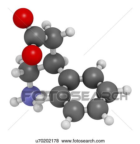 Stock Photo - Phenibut anxiolytic and sedative drug molecule. 3D rendering. Atoms are represented as spheres with conventional colour-coding: hydrogen (white), carbon (grey), nitrogen (blue), oxygen (red).. Fotosearch