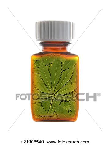 Stock Image - Pill bottle containing medicinal marijuana.. Fotosearch