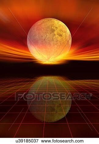Stock Photo - Planet and grid, illustration.. Fotosearch