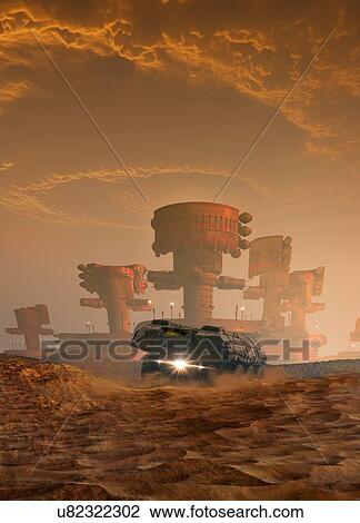 Stock Image - Planet surface, illustration.. Fotosearch