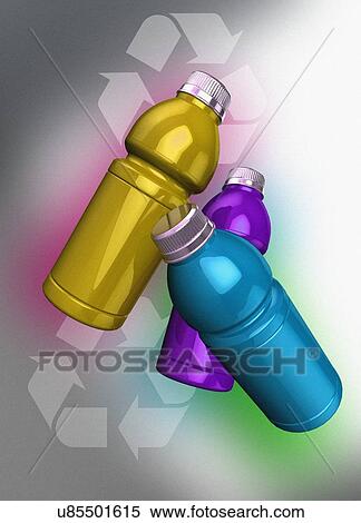 Stock Photography - Plastic bottles and recycling symbols, illustration.. Fotosearch
