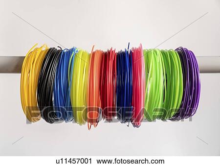Stock Image - Plastic filaments for 3D printing.. Fotosearch