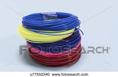 Stock Image - Plastic filaments for 3D printing.. Fotosearch