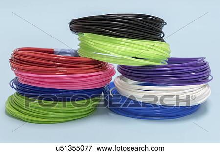 Stock Photo - Plastic filaments for 3D printing.. Fotosearch