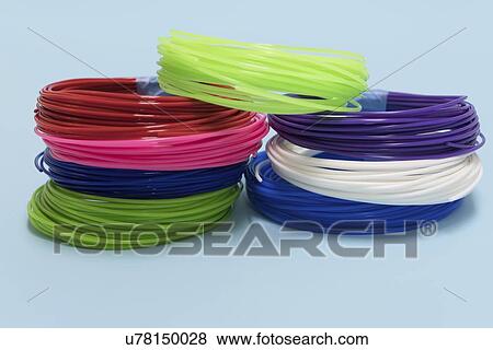 Stock Photo - Plastic filaments for 3D printing.. Fotosearch