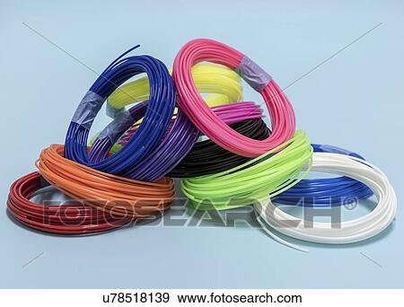 Stock Photo - Plastic filaments for 3D printing.. Fotosearch
