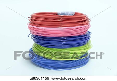 Stock Photo - Plastic filaments for 3D printing.. Fotosearch