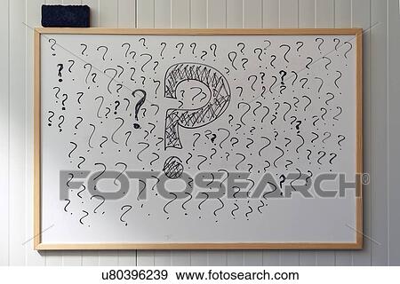 Stock Photo - Question marks on office whiteboard.. Fotosearch