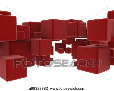 Stock Image - Red cubes, computer illustration.. Fotosearch