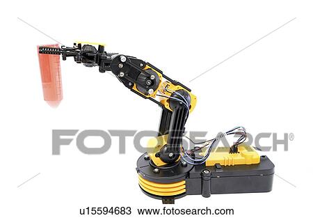 Stock Image - Robotic arm holding test tube.. Fotosearch