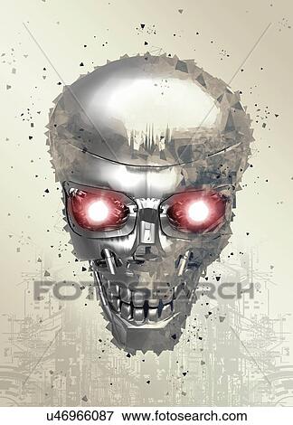 Stock Photo - Robotic human skull, illustration.. Fotosearch