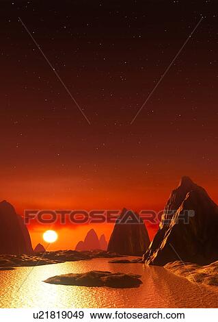 Rocky exoplanet Ross 128 b, illustration. Ross 128 b is the second-closest known rocky exoplanet, the closest being the planet orbiting Proxima Centauri. Ross 128 b orbits within the habitable zone of its red dwarf star Ross 128. Unlike the red dwarf... View Large Photo Image Stock Photo - Rocky exoplanet Ross 128 b, illustration. Ross 128 b is the second-closest known rocky exoplanet, the closest being the planet orbiting Proxima Centauri. Ross 128 b orbits within the habitable zone of its red dwarf star Ross 128. Unlike the red dwarf.... Fotosearch