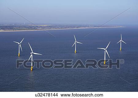 Picture - Scroby Sands windfarm in the North Sea, England.. Fotosearch