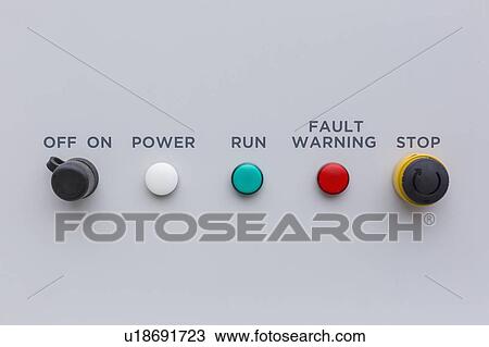 Stock Image - Simple control panel with indicator lights.. Fotosearch