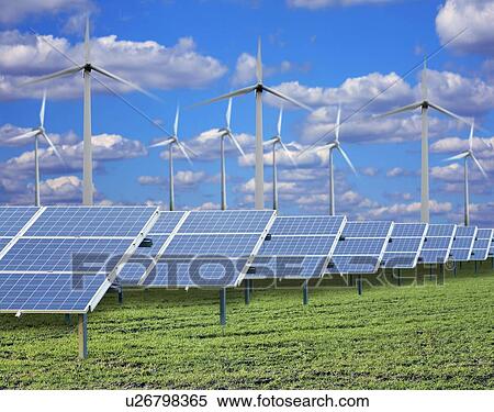 Stock Photography - Solar panels on a solar farm.. Fotosearch