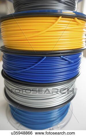 Spools of plastic filaments for 3D printing. View Large Photo Image Stock Photograph - Spools of plastic filaments for 3D printing.. Fotosearch