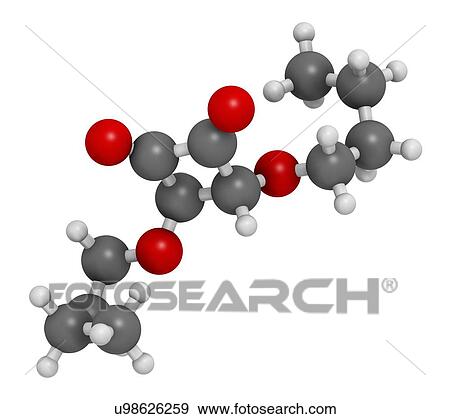Squaric acid dibutyl ester drug molecule. 3D rendering. Atoms are represented as spheres with conventional colour-coding: hydrogen (white), carbon (grey), oxygen (red). View Large Photo Image Stock Photo - Squaric acid dibutyl ester drug molecule. 3D rendering. Atoms are represented as spheres with conventional colour-coding: hydrogen (white), carbon (grey), oxygen (red).. Fotosearch