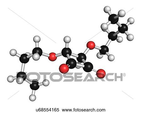 Stock Photography - Squaric acid dibutyl ester drug molecule. 3D rendering. Atoms are represented as spheres with conventional colour-coding: hydrogen (white), carbon (black), oxygen (red).. Fotosearch