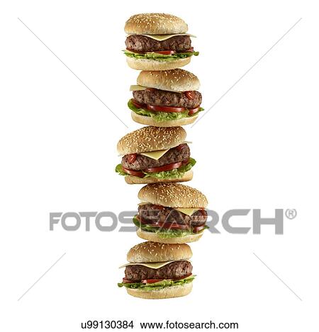Picture - Stack of hamburgers.. Fotosearch