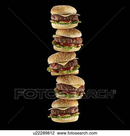 Stock Image - Stack of hamburgers.. Fotosearch