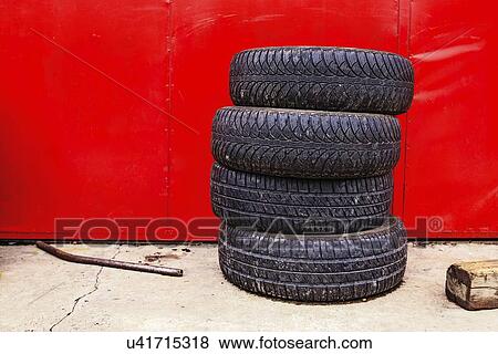 Stack of tyres. View Large Photo Image Stock Photo - Stack of tyres.. Fotosearch