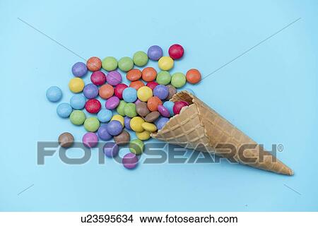 Sweets in waffle cone. View Large Photo Image Picture - Sweets in waffle cone.. Fotosearch